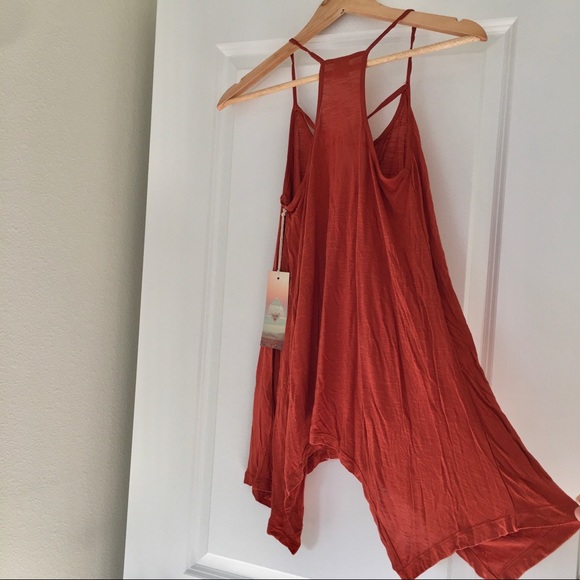 Lace Up Racerback Tank, Rust Orange - Picture 4 of 7